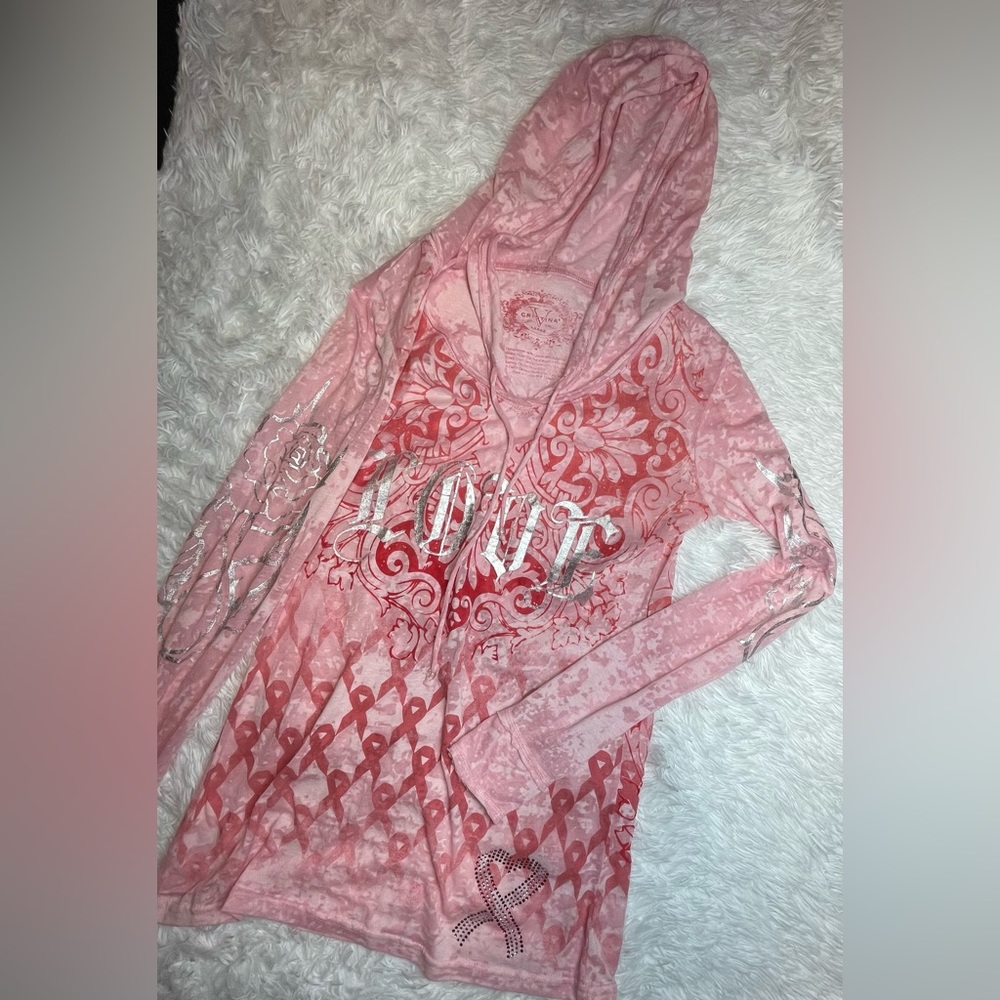 Woman’s Sheer Breast Cancer Love Hoodie | Large